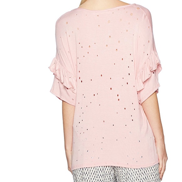 Distressed Ruffle Sleeve Relaxed Tee NWT - Picture 2 of 8